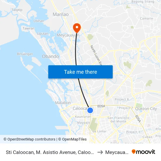 Sti Caloocan, M. Asistio Avenue, Caloocan City to Meycauayan map