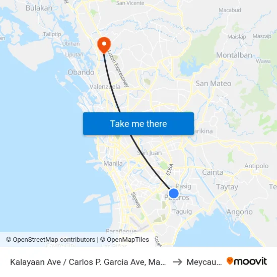 Kalayaan Ave / Carlos P. Garcia Ave, Makati City, Manila to Meycauayan map