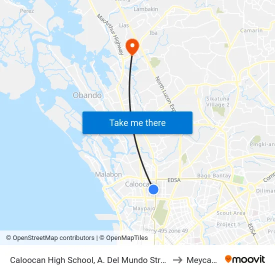 Caloocan High School, A. Del Mundo Street, Caloocan City to Meycauayan map