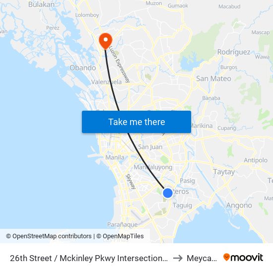 26th Street / Mckinley Pkwy Intersection, Taguig City, Manila to Meycauayan map
