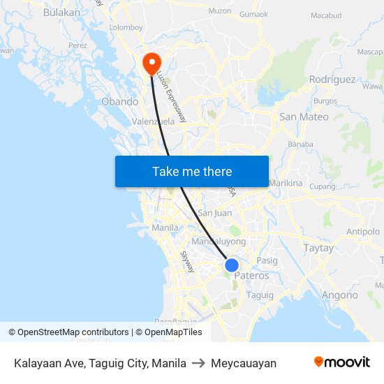 Kalayaan Ave, Taguig City, Manila to Meycauayan map