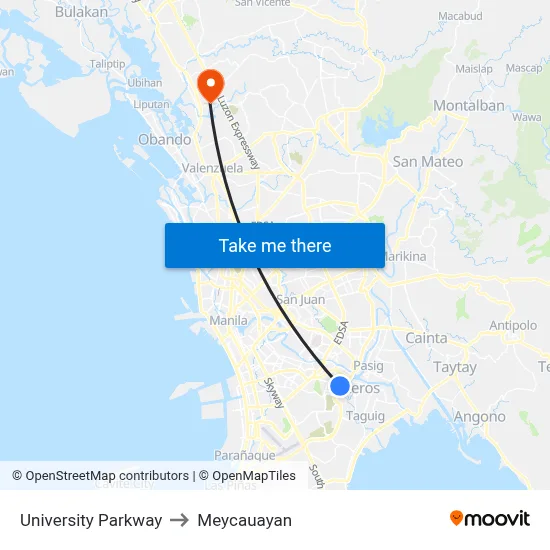 University Parkway to Meycauayan map