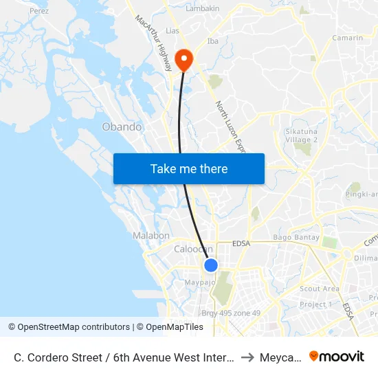 C. Cordero Street / 6th Avenue West Intersection, Caloocan City to Meycauayan map