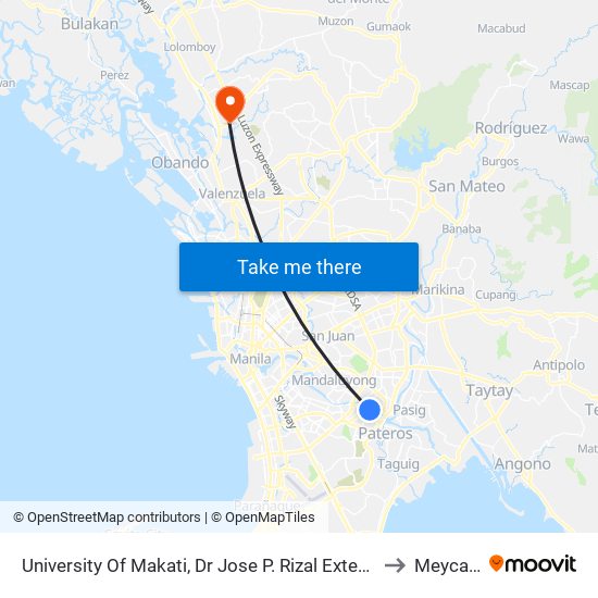 University Of Makati, Dr Jose P. Rizal Extension, Makati City, Manila to Meycauayan map