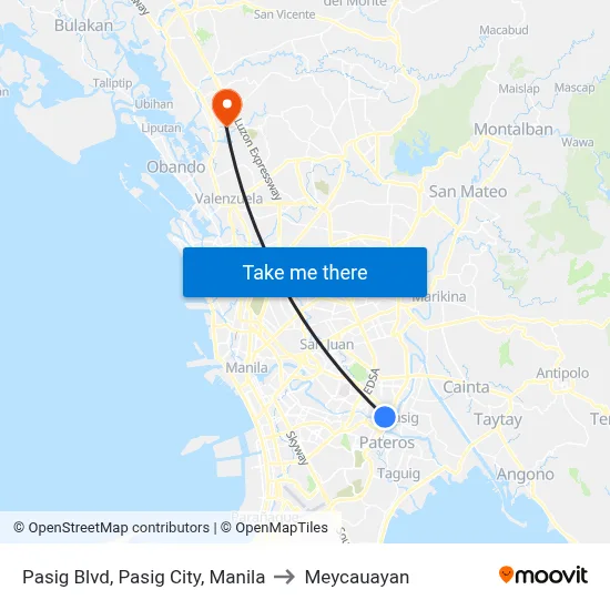 Pasig Blvd, Pasig City, Manila to Meycauayan map