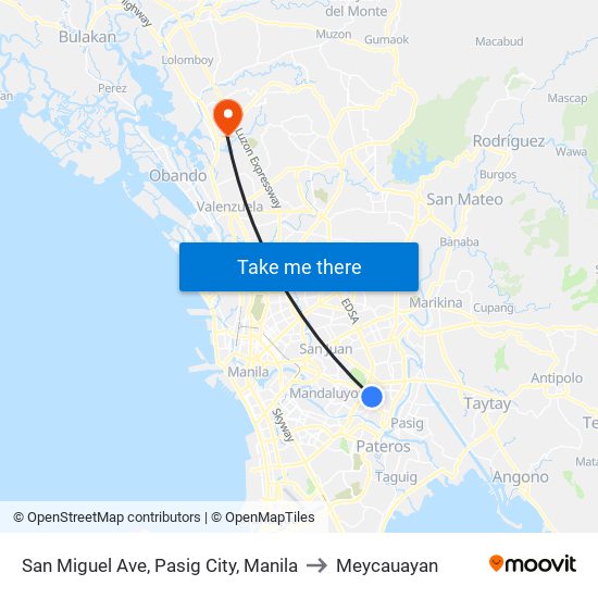 San Miguel Ave, Pasig City, Manila to Meycauayan map