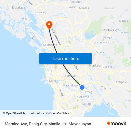 Meralco Ave, Pasig City, Manila to Meycauayan map