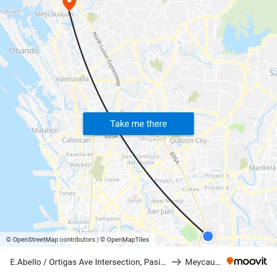 E.Abello / Ortigas Ave Intersection, Pasig City, Manila to Meycauayan map