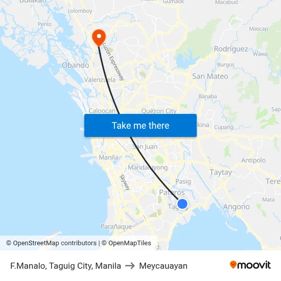 F.Manalo, Taguig City, Manila to Meycauayan map
