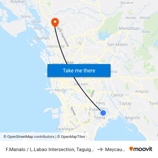 F.Manalo / L.Labao Intersection, Taguig City, Manila to Meycauayan map