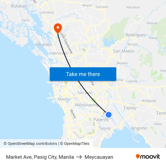 Market Ave, Pasig City, Manila to Meycauayan map