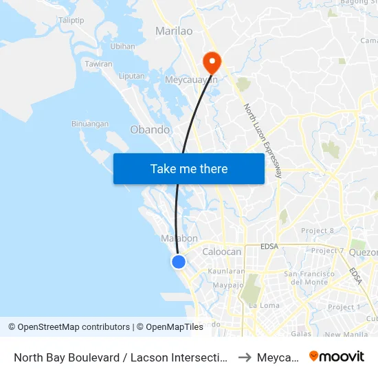 North Bay Boulevard / Lacson Intersection, City Of Navotas to Meycauayan map