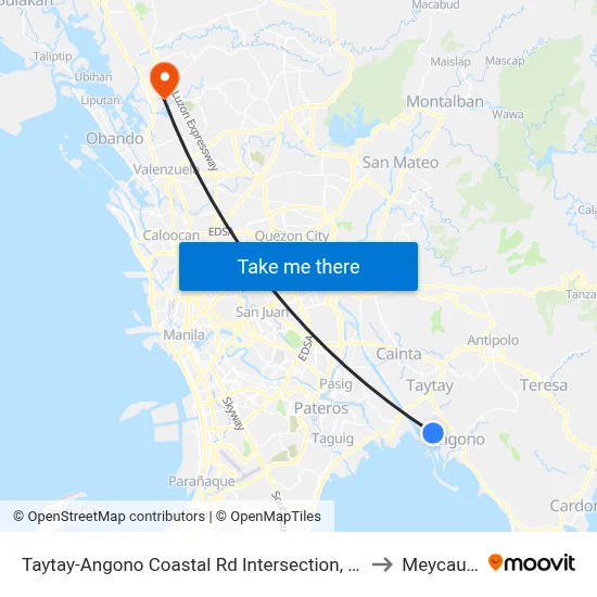 Taytay-Angono Coastal Rd Intersection, Angono, Manila to Meycauayan map