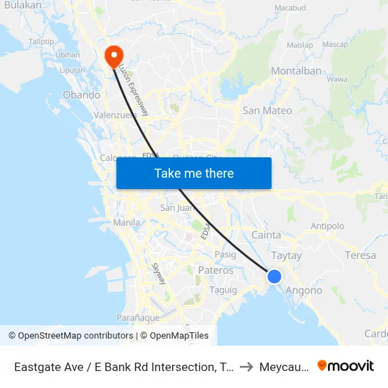 Eastgate Ave / E Bank Rd Intersection, Taytay, Manila to Meycauayan map