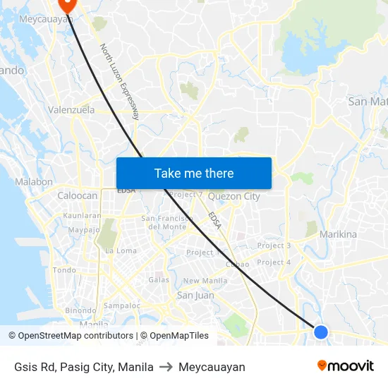 Gsis Rd, Pasig City, Manila to Meycauayan map