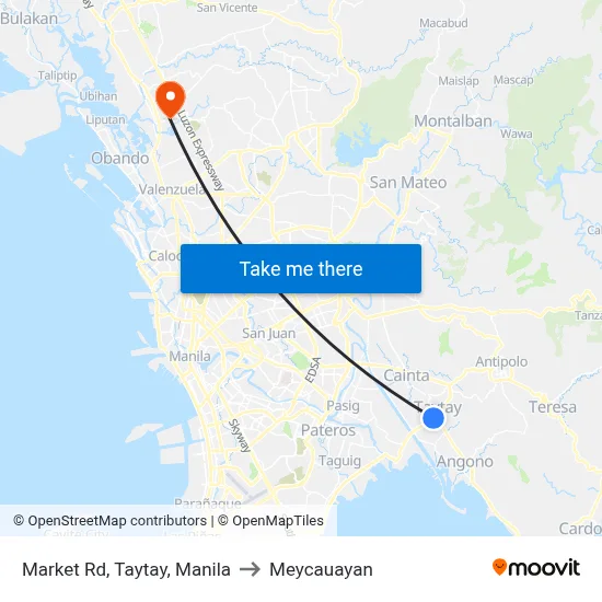 Market Rd,  Taytay, Manila to Meycauayan map