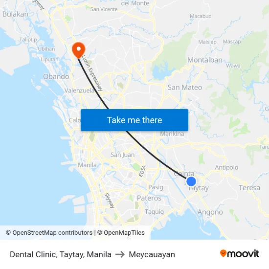 Dental Clinic, Taytay, Manila to Meycauayan map