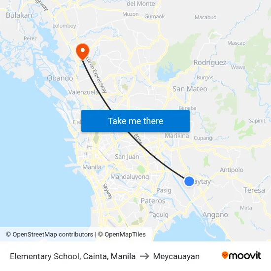 Elementary School, Cainta, Manila to Meycauayan map