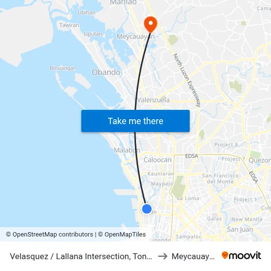 Velasquez / Lallana Intersection, Tondo to Meycauayan map