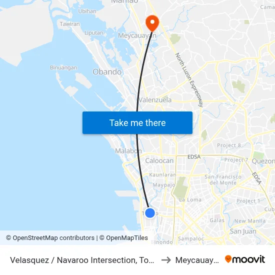 Velasquez / Navaroo Intersection, Tondo to Meycauayan map