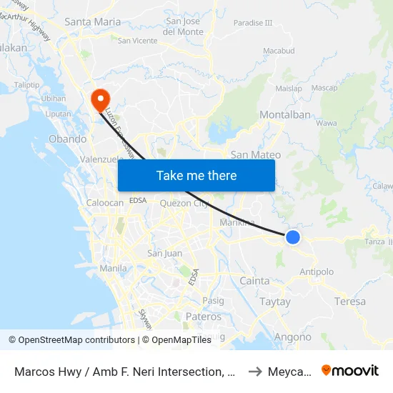 Marcos Hwy / Amb F. Neri Intersection, Antipolo City, Manila to Meycauayan map
