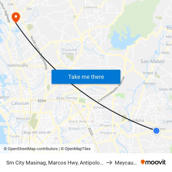Sm City Masinag, Marcos Hwy, Antipolo City, Manila to Meycauayan map