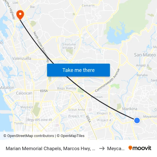 Marian Memorial Chapels, Marcos Hwy, Antipolo City, Manila to Meycauayan map