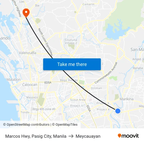 Marcos Hwy, Pasig City, Manila to Meycauayan map