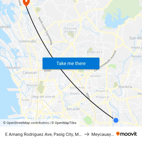 E Amang Rodriguez Ave, Pasig City, Manila to Meycauayan map