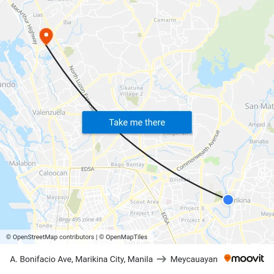 A. Bonifacio Ave, Marikina City, Manila to Meycauayan map