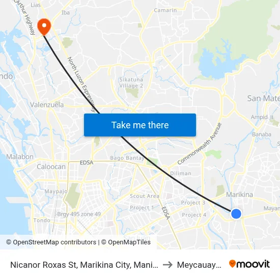 Nicanor Roxas St, Marikina City, Manila to Meycauayan map