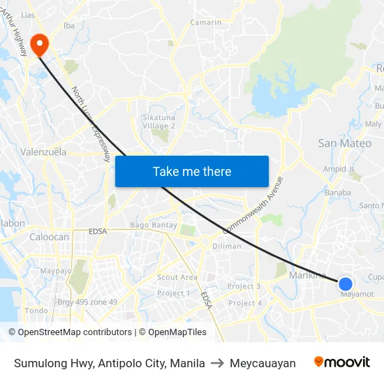 Sumulong Hwy, Antipolo City, Manila to Meycauayan map