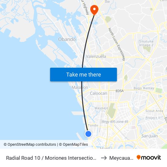 Radial Road 10 / Moriones Intersection, Manila to Meycauayan map