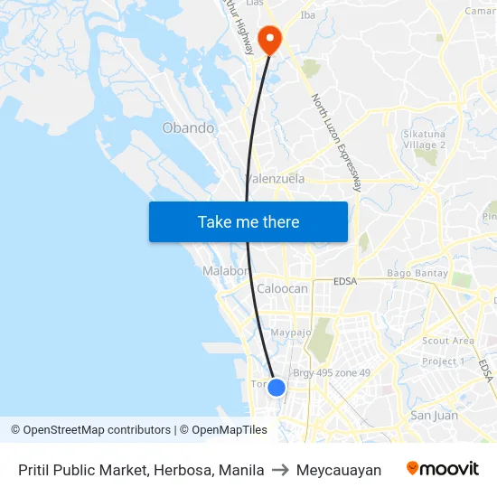 Pritil Public Market, Herbosa, Manila to Meycauayan map