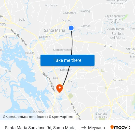 Santa Maria San Jose Rd, Santa Maria, Manila to Meycauayan map