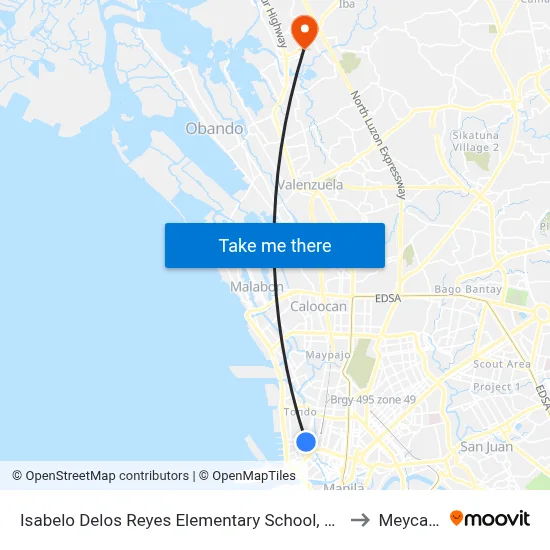 Isabelo Delos Reyes Elementary School, Nicolas Zamora, Manila to Meycauayan map
