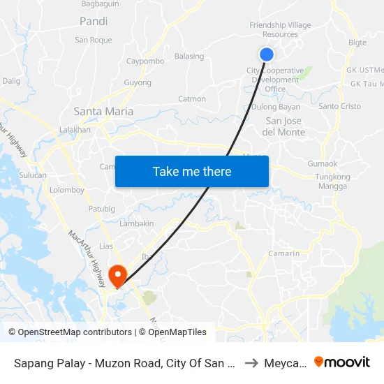 Sapang Palay - Muzon Road, City Of San Jose Del Monte, Manila to Meycauayan map