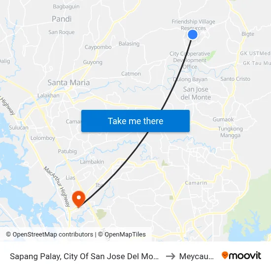 Sapang Palay, City Of San Jose Del Monte, Manila to Meycauayan map