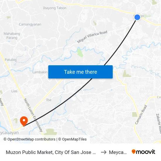 Muzon Public Market, City Of San Jose Del Monte, Manila to Meycauayan map
