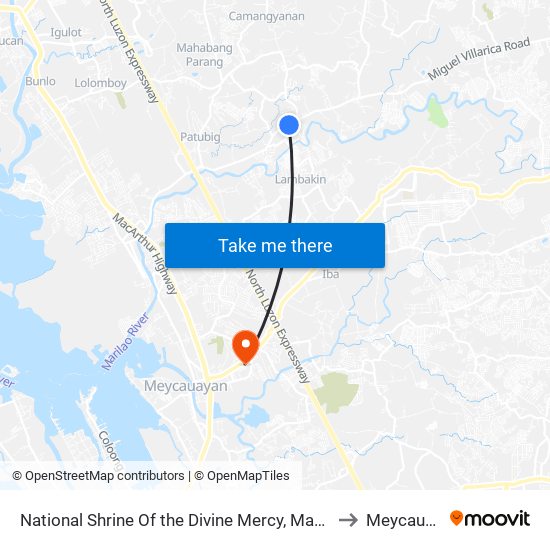 National Shrine Of the Divine Mercy, Marilao, Manila to Meycauayan map