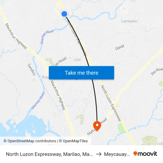North Luzon Expressway, Marilao, Manila to Meycauayan map