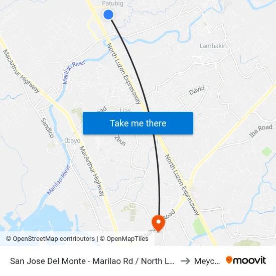 San Jose Del Monte - Marilao Rd / North Luzon Expressway, Marilao, Manila to Meycauayan map