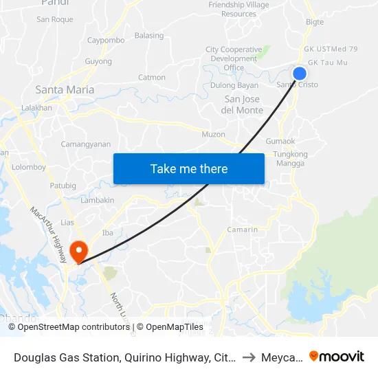 Douglas Gas Station, Quirino Highway, City Of San Jose Del Monte to Meycauayan map