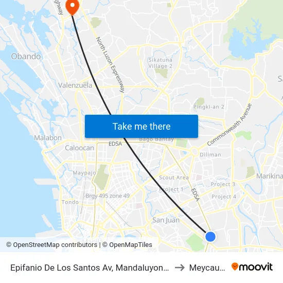 Epifanio De Los Santos Av, Mandaluyong City, Manila to Meycauayan map