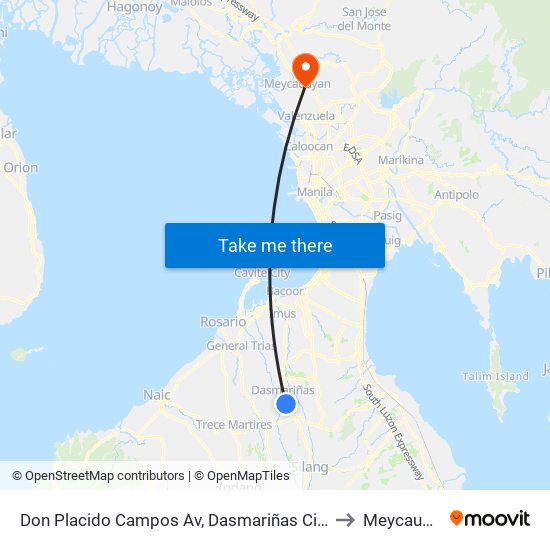 Don Placido Campos Av, Dasmariñas City, Manila to Meycauayan map