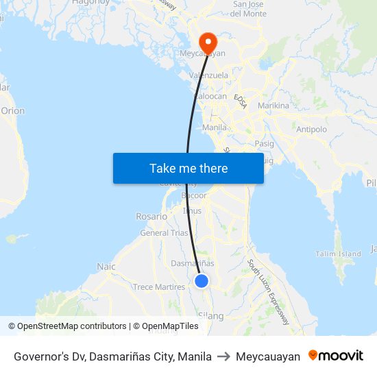 Governor's Dv, Dasmariñas City, Manila to Meycauayan map