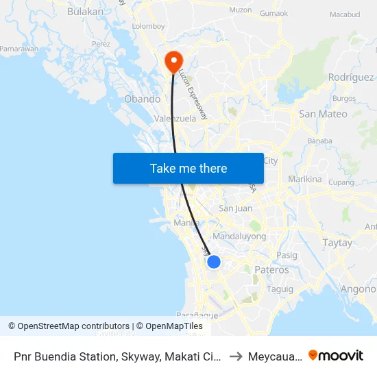 Pnr Buendia Station, Skyway, Makati City, Manila to Meycauayan map