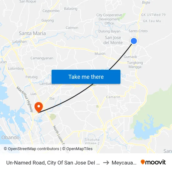 Un-Named Road, City Of San Jose Del Monte to Meycauayan map