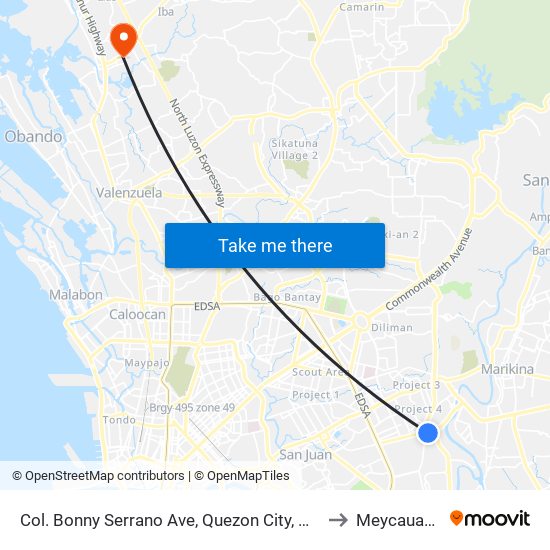 Col. Bonny Serrano Ave, Quezon City, Manila to Meycauayan map