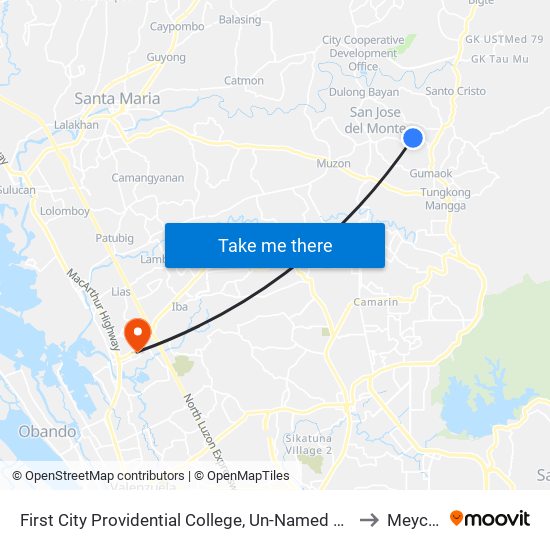 First City Providential College, Un-Named Road, City Of San Jose Del Monte to Meycauayan map